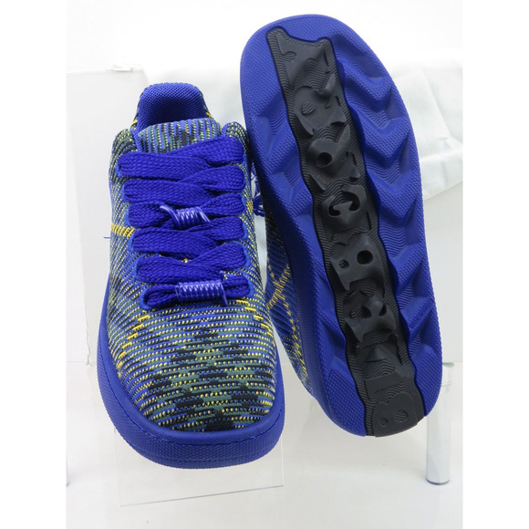 NIB BURBERRY BOX NAVY BLUE CHECK CANVAS LOGO PLATFORM SNEAKERS 9 US 42 ITALY - Picture 7 of 12